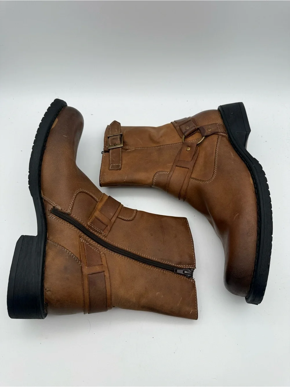 BRAND NEW NATHA STUDIO COACH 207 SZ 10 Men's Leather Zip-Up Biker Boots Brown